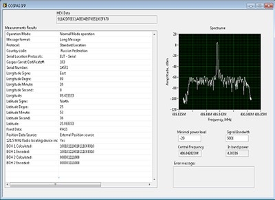 Инструментарий по Анализатору COSPAS-SARSAT для LabVIEW